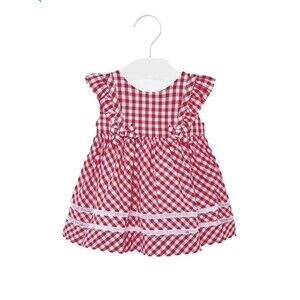 Mayoral Baby Girl Summer Dress Size 6 M Sleeveless Red Gingham Lined Cotton NEW